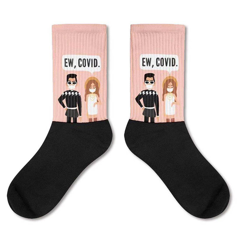 2 Pairs Autumn And Winter Socks EW Covid English Letters Novelty Socks
